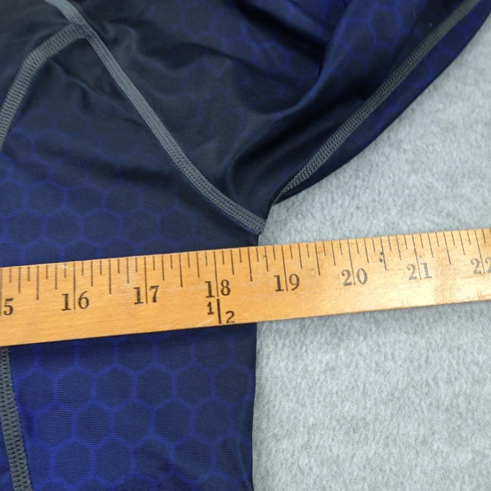Grips Rash Guard Mens Small Blue Black Honeycomb Athletic‎ Compression Shirt BJJ